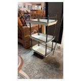 PORCELIAN 3 TIER CART ON WHEELS