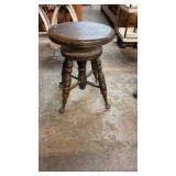 ANTQIUE OAK ORGAN STOOL W/ CLAW & BALL FEET