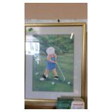 CHILD GOLFER FRAMED PRINT