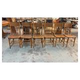 SET OF 6 MATCHING ANTIQUE OAK PRESSED BACK CHAIRS
