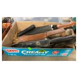 3 KNIVES W/ SHEATHS, FIRE STARTER & MATCHES