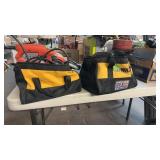 2 DEWALT TOOL BAGS, BELT SANDER & 2 JIGSAWS