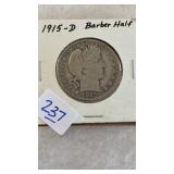 1915-D BARBER SILVER HALF DOLLAR