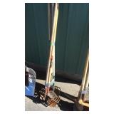 PITCH FORK, SHOVEL, 2 HOES & RAKE