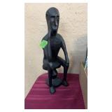 CARVED WOOD THINKING MAN
