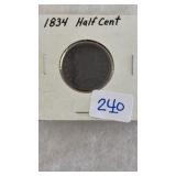 1834 HALF CENT