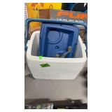 FISHING REEL & SMALL ICE CHEST