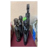 4 WOOD CARVED AFRICAN FIGURINES