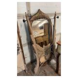 CHEVEL MIRRO & STAND W/ BROKEN MIRROR
