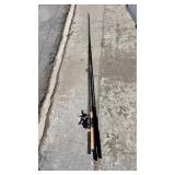 GROUP OF 4 FISHING POLES & 1 REEL