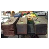 3 OLD METAL TACKLE BOXES W/ MISC TACKLE