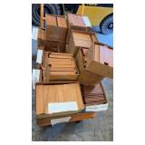 15 ASSORTED BOXES OF MAHOGANY HOBBY WOOD PIECES
