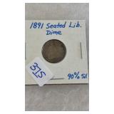 1891 SEATED LIBERTY DIME
