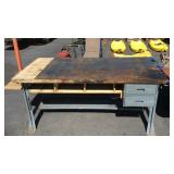 WORK BENCH W/ DRAWERS & METAL TOP