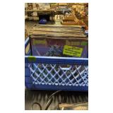 BLUE BASKET OF LP RECORDS, MOSTLY ROCK & ROLL