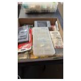 BX OF HARDWARE & 2 ORGANIZERS W/ HARDWARE ITEMS