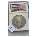 1881-S BRILLIANT UNCIRC MORGAN SILVER DOLLAR