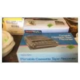 PORTABLE CASSSETTE TAPE RECORDER & STEELWORKS CASH