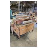 WOOD ROLLING WORKBENCH W/ PAPER ROLLER 63' W
