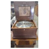 REGINA DISC MUSIC BOX W/ MATCHING OAK CABINET