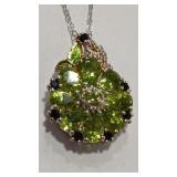 925 PERIDOT & SAPPHIRE COLOR NECKLACE