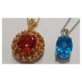 925 GOLD TONE PINK TOURMALINE COLOR NECKLACE &