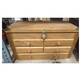 OAK MACHINIST TOOL CHEST W/ ASSORTED TOOLS