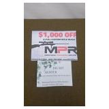 $1000 OFF FULL CUSTOME RIFLE BUILD CERTIFICATE