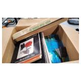 GLASS CUTTER SET & ASSORTED GLASS & BOOKS