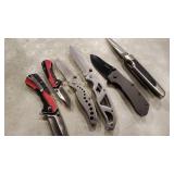 TWO BUCK, ONE GERBER, THREE KERSHAW, FOLDING KNIVS