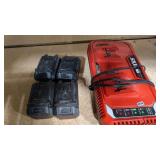 4 PWR CORE 20 SKIL BATTERIES AND DUAL BANK CHARGER
