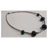 COIN SILVER & MALACHITE  CHOKER