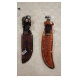 TWO KA-BAR KNIVES W/ SHEATHS