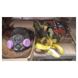 ASSORTED ELECTRICAL BOXES, GAS MASK, HARNESS AND