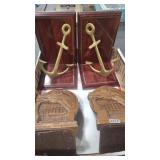 BRASS ANCHOR BOOKENDS & HORSE THEME