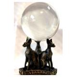 100 MM CRYSTAL BALL ON BASTET CAT BASE