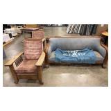 LATE 1800ï¿½S LION HEAD UPHOLSTERED COUCH W/