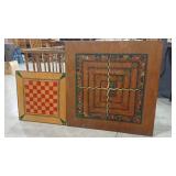FOLK ART  VTG PAINTED GAME BOARD & CHECKER