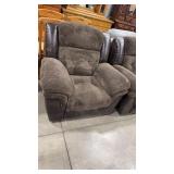 OVERSIZED UPHOLSTERED LEATHER ACCENT MANUAL RECLIN