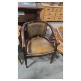 VINTAGE LEATHER NAILHEAD ACCENT OFFICE CHAIR