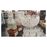 GLASS PUNCH BOWL CUPS & DECANTERS