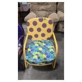 RETRO METAL PATIO CHAIR W/ UPHOLSTERED CUSHION