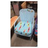RETRO METAL PATIO CHAIR W/ UPHOLSTERED CUSHION