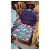 RETRO METAL PATIO CHAIR W/ UPHOLSTERED CUSHION