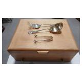 STERLING MEAT FORK, VEGGIE SERVER, TONGS, W/ BOX