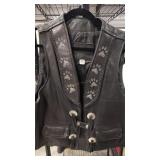 LEATHER WOLF THEME BUFFALO NICKLE BUTTONS VEST