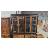 CENTURY FURNITURE CO TEAK BRASS ACCENT BEVELED GLA