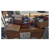 RELOADING BENCH W/ 3 RELOADING PRESSES & TOOLS