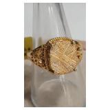 925 GOLD TONE ORNATE RING