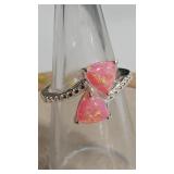 925 PINK OPAL COLOR CZ RING